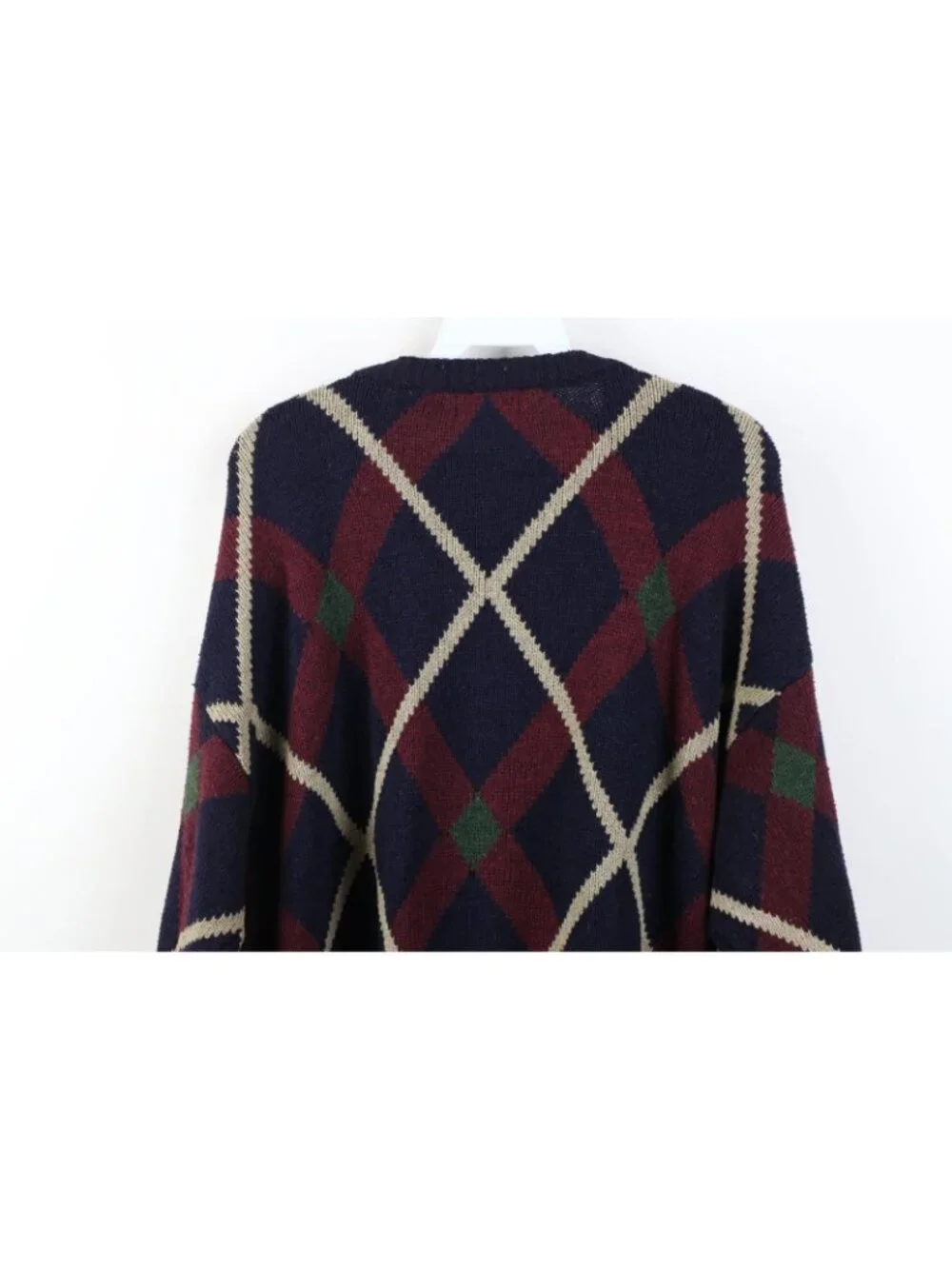 Vintage 90s Streetwear Mens XL Silk Blend Knit Argyle Diamond Crewneck Sweater